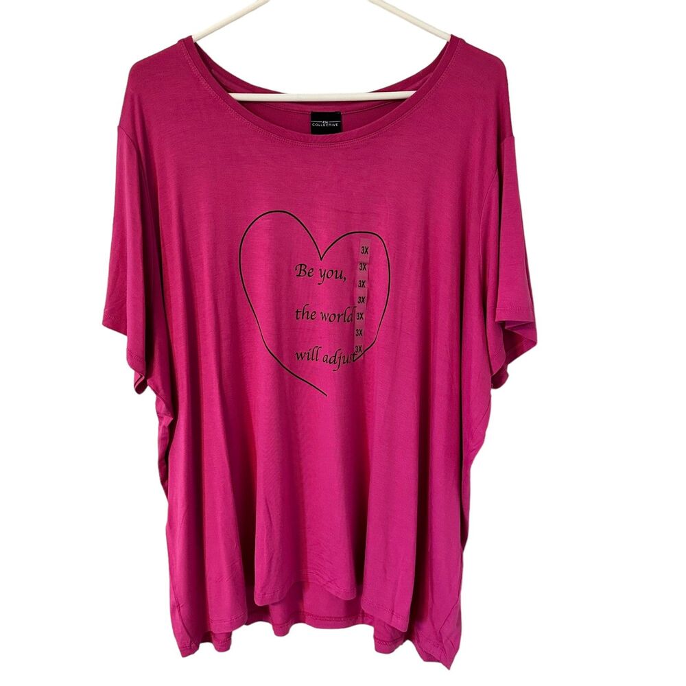 PSK Collective "Be You, The World Will Adjust" Fuscia Graphic Tee Size 3X NWT